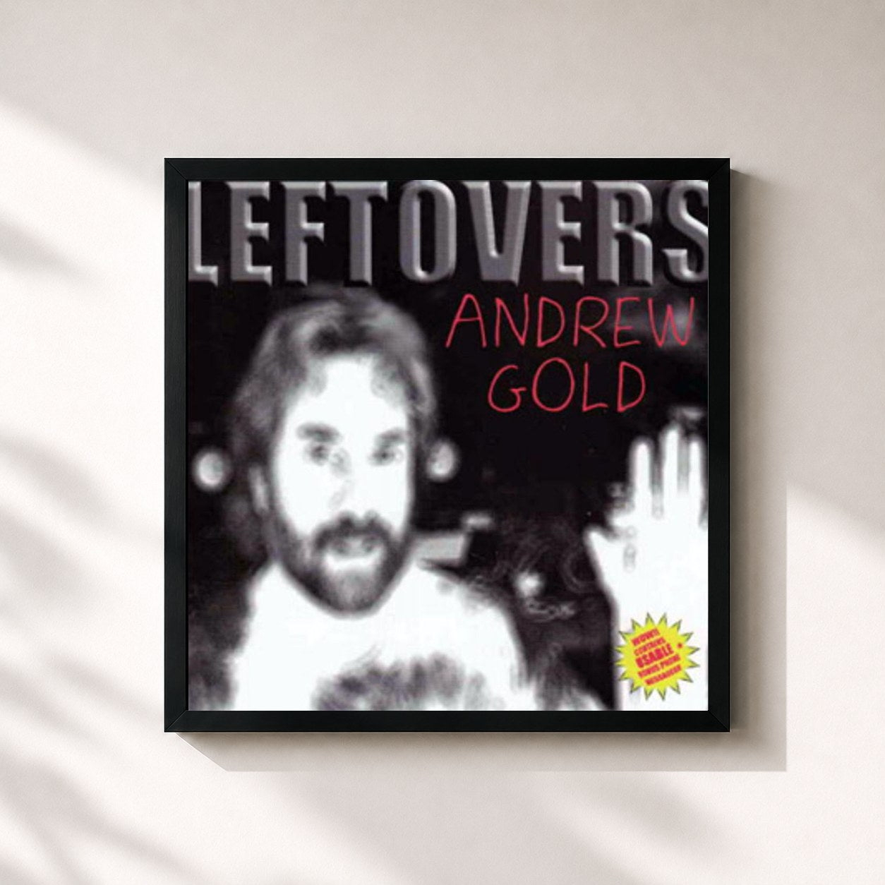 #noir Tableau carré de l'album Leftovers de Andrew Gold, cadre noir 32x32 cm