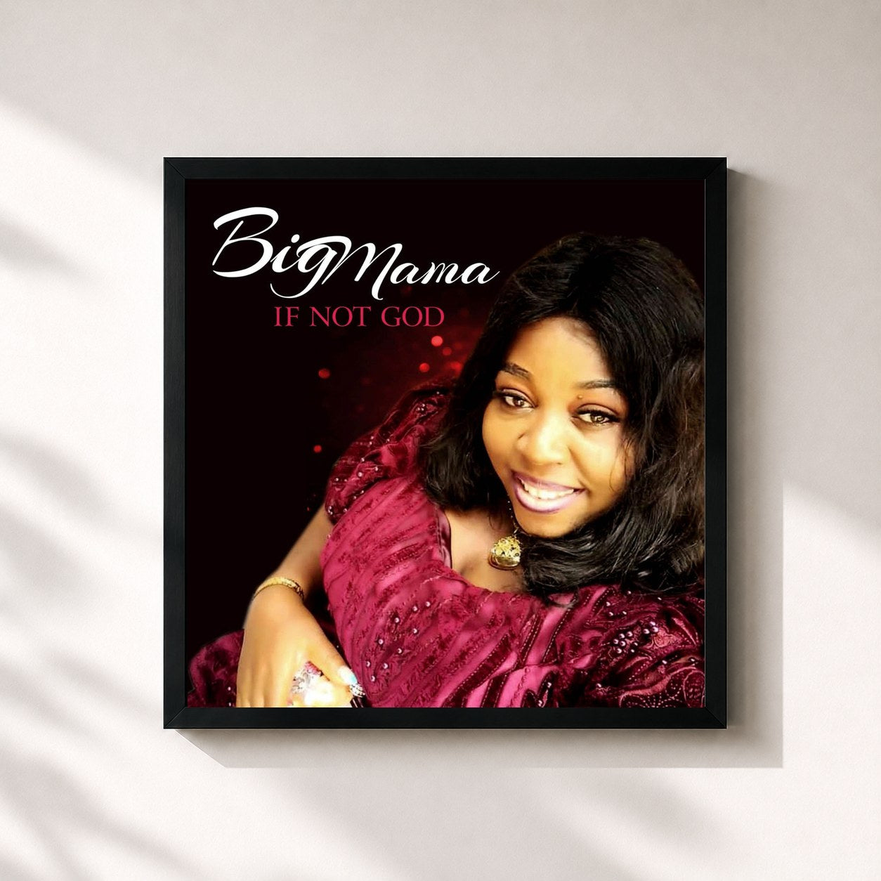 #noir Tableau carré de l'album If Not God de Big Mama, cadre noir 32x32 cm