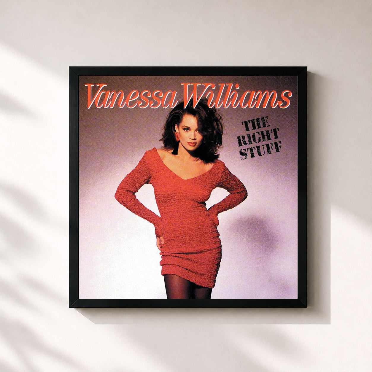 #noir Tableau carré de l'album The Right Stuff de Vanessa Williams, cadre noir 32x32 cm