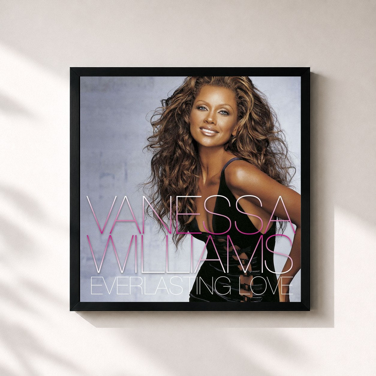 #noir Tableau carré de l'album Everlasting Love (U.S. Version) de Vanessa Williams, cadre noir 32x32 cm