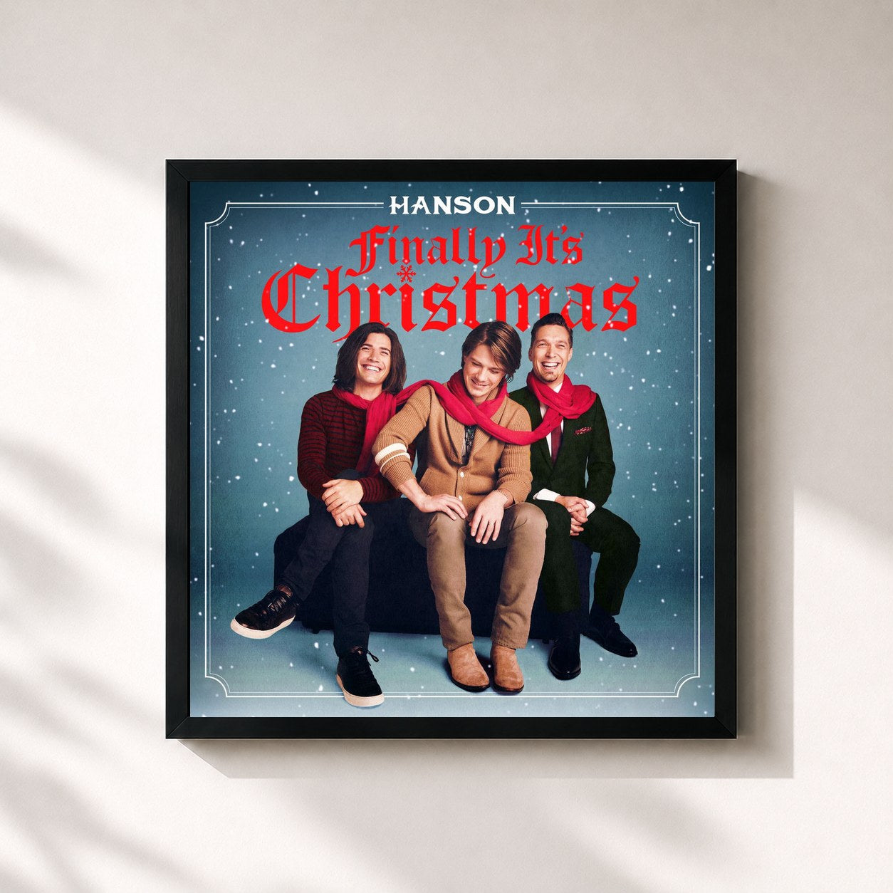#noir Tableau carré de l'album Finally It’s Christmas de Hanson, cadre noir 32x32 cm