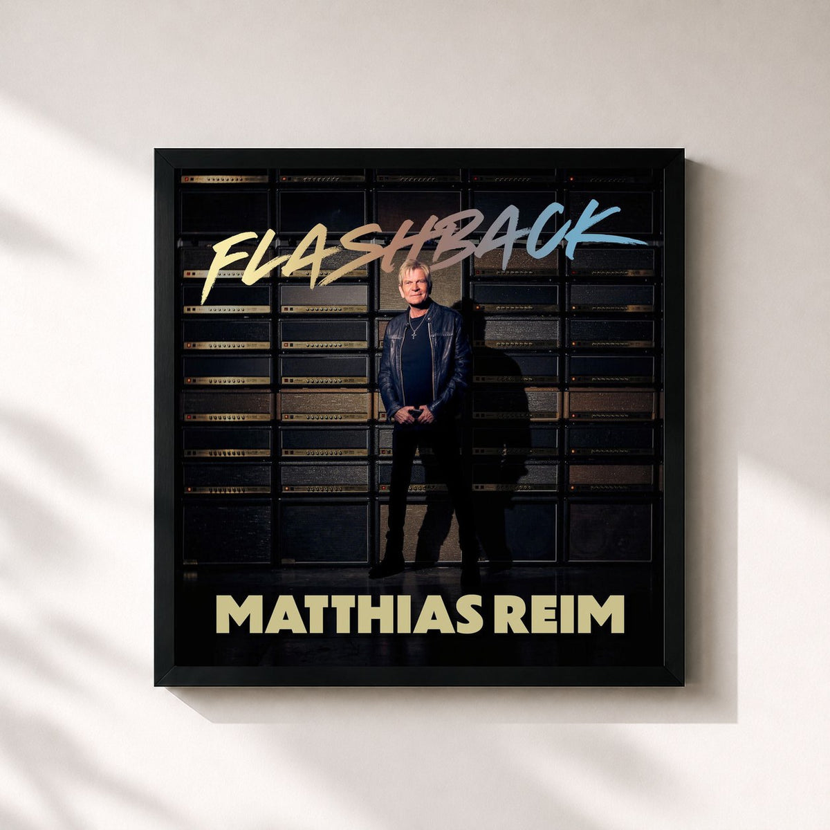 #noir Tableau carré de l'album Flashback de Matthias Reim, cadre noir 32x32 cm