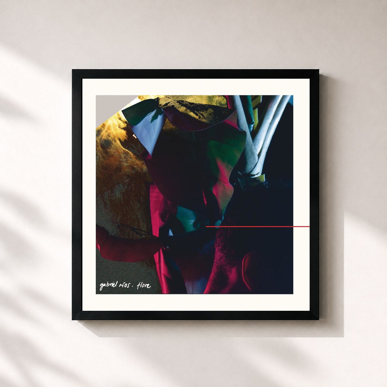 #noir Tableau carré de l'album Flore de Gabriel Rios, cadre noir 32x32 cm