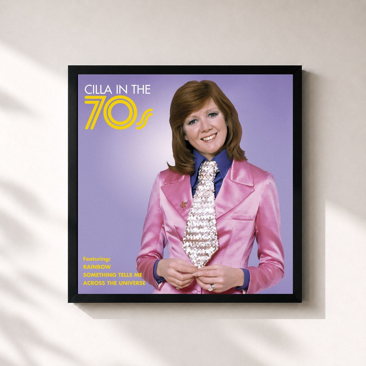 #noir Tableau carré de l'album Cilla in the 70's de Cilla Black, cadre noir 32x32 cm