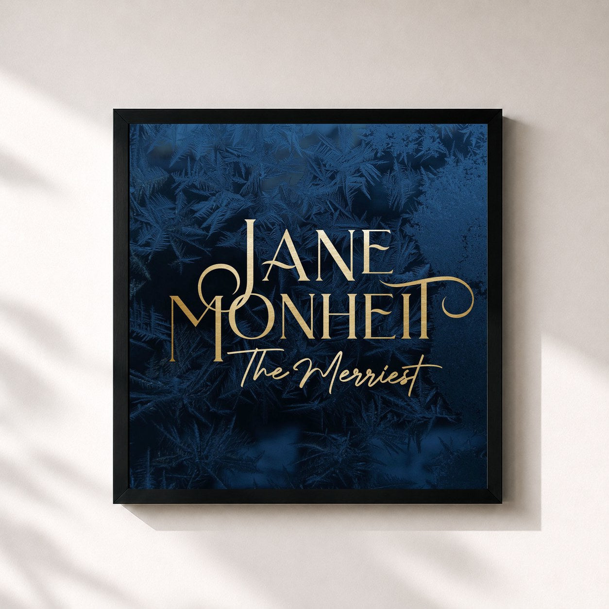 #noir Tableau carré de l'album The Merriest de Jane Monheit, cadre noir 32x32 cm
