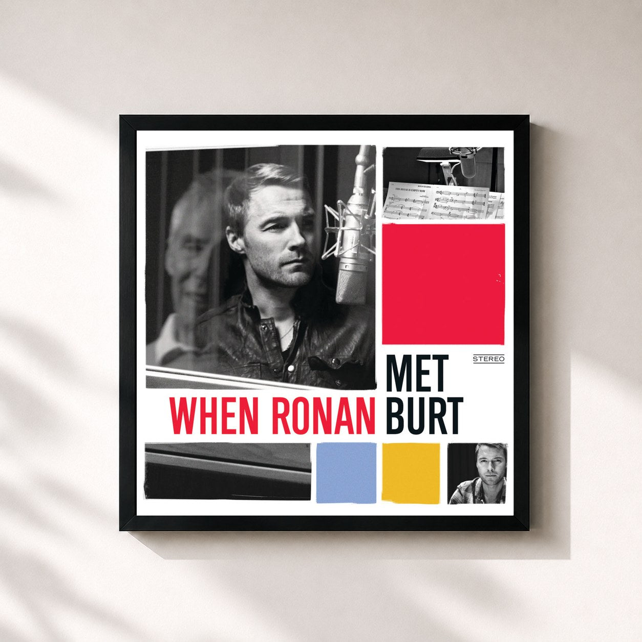 #noir Tableau carré de l'album When Ronan Met Burt de Ronan Keating, cadre noir 32x32 cm