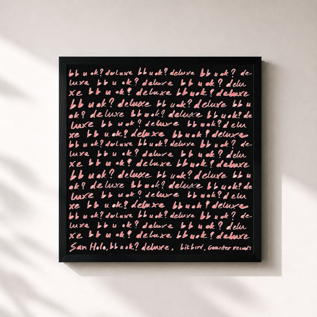 #noir Tableau carré de l'album bb u ok? deluxe de San Holo, cadre noir 32x32 cm