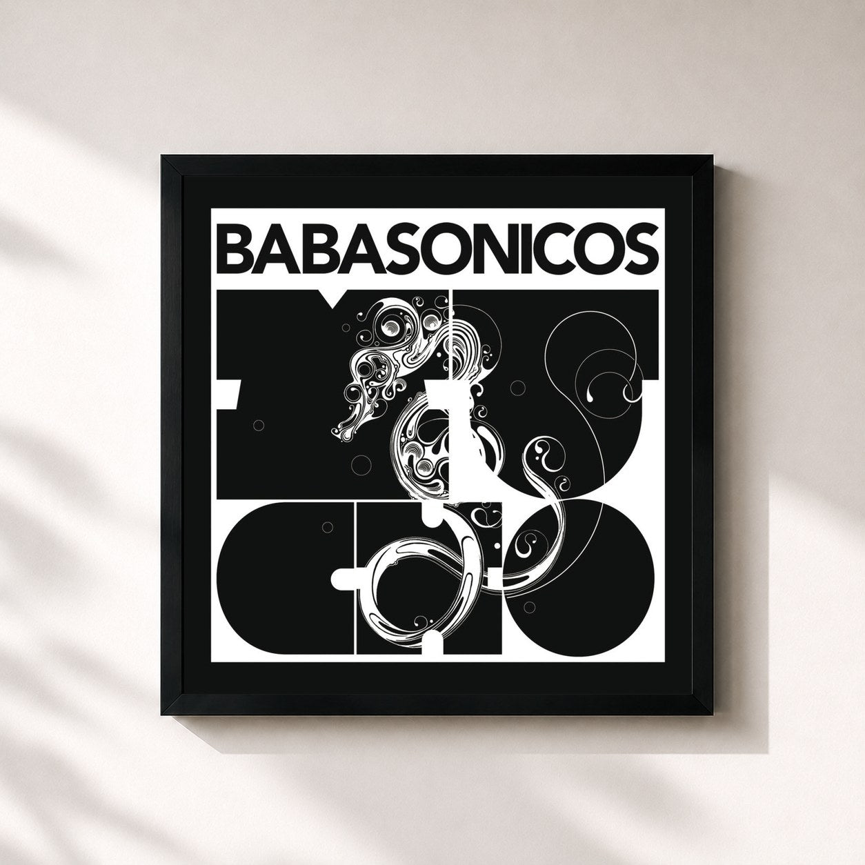#noir Tableau carré de l'album Mucho de Babasónicos, cadre noir 32x32 cm