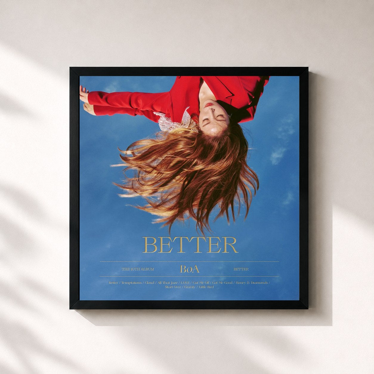 #noir Tableau carré de l'album BETTER - The 10th Album de BoA, cadre noir 32x32 cm