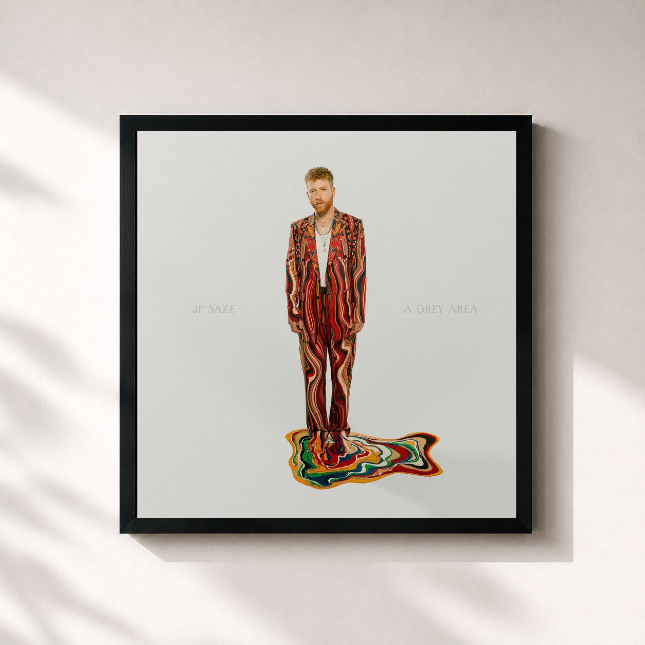 #noir Tableau carré de l'album A Grey Area de JP Saxe, cadre noir 32x32 cm