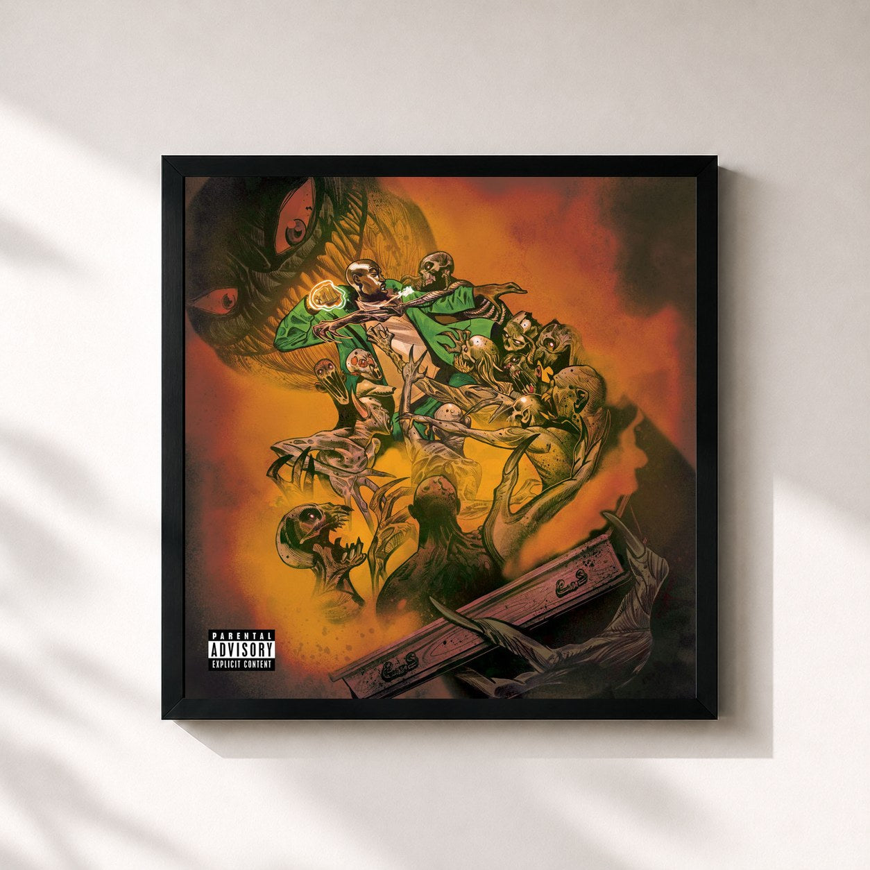 #noir Tableau carré de l'album You Only Die 1nce (Deluxe) de Freddie Gibbs, cadre noir 32x32 cm