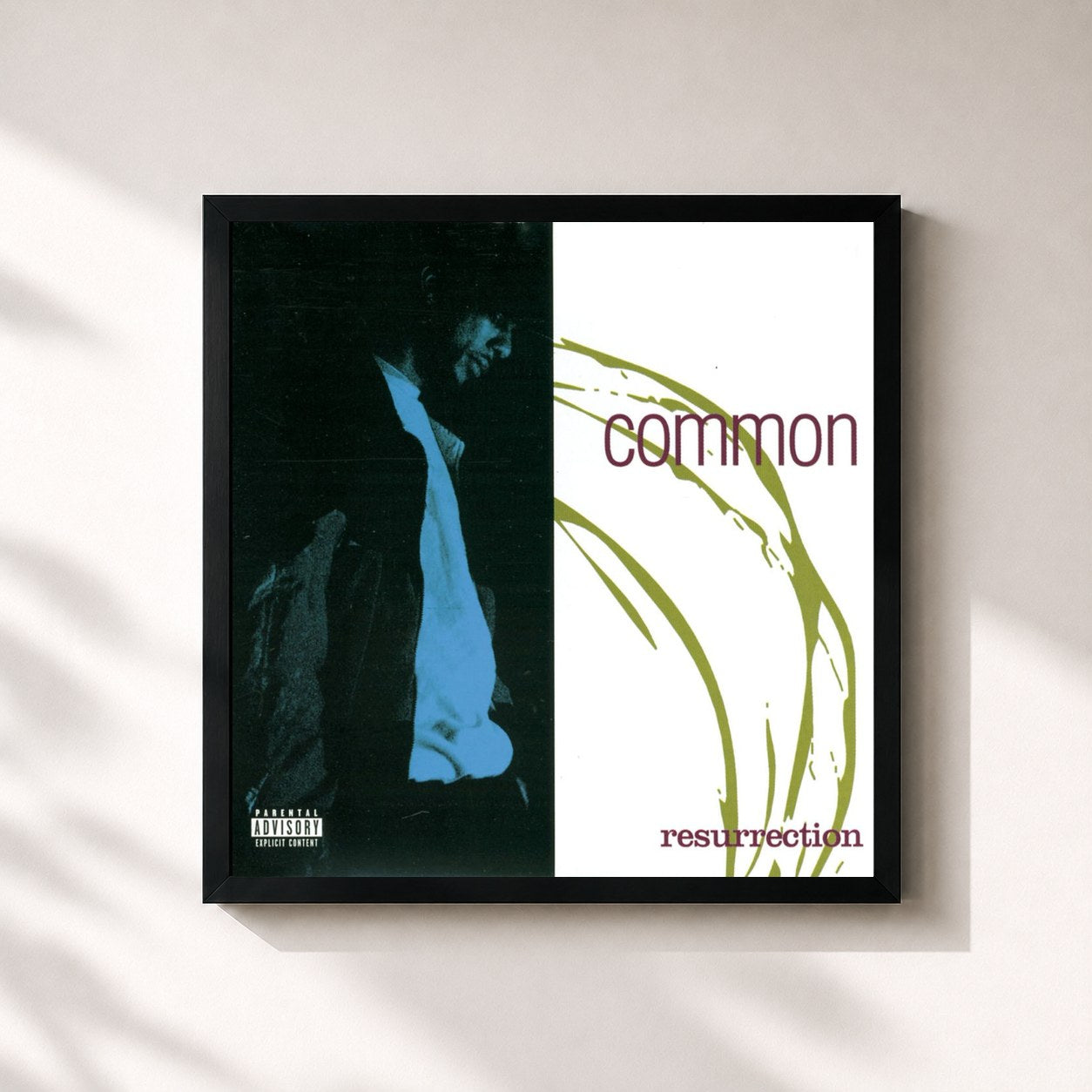 #noir Tableau carré de l'album Resurrection de Common, cadre noir 32x32 cm