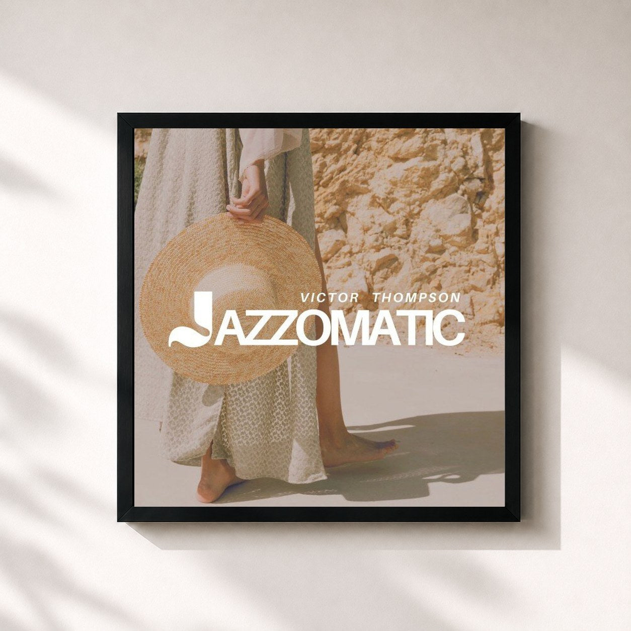 #noir Tableau carré de l'album Jazzomatic de Victor Thompson, cadre noir 32x32 cm