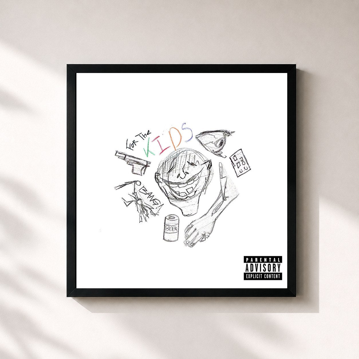 #noir Tableau carré de l'album For the K.I.D.(s) de Parachute, cadre noir 32x32 cm