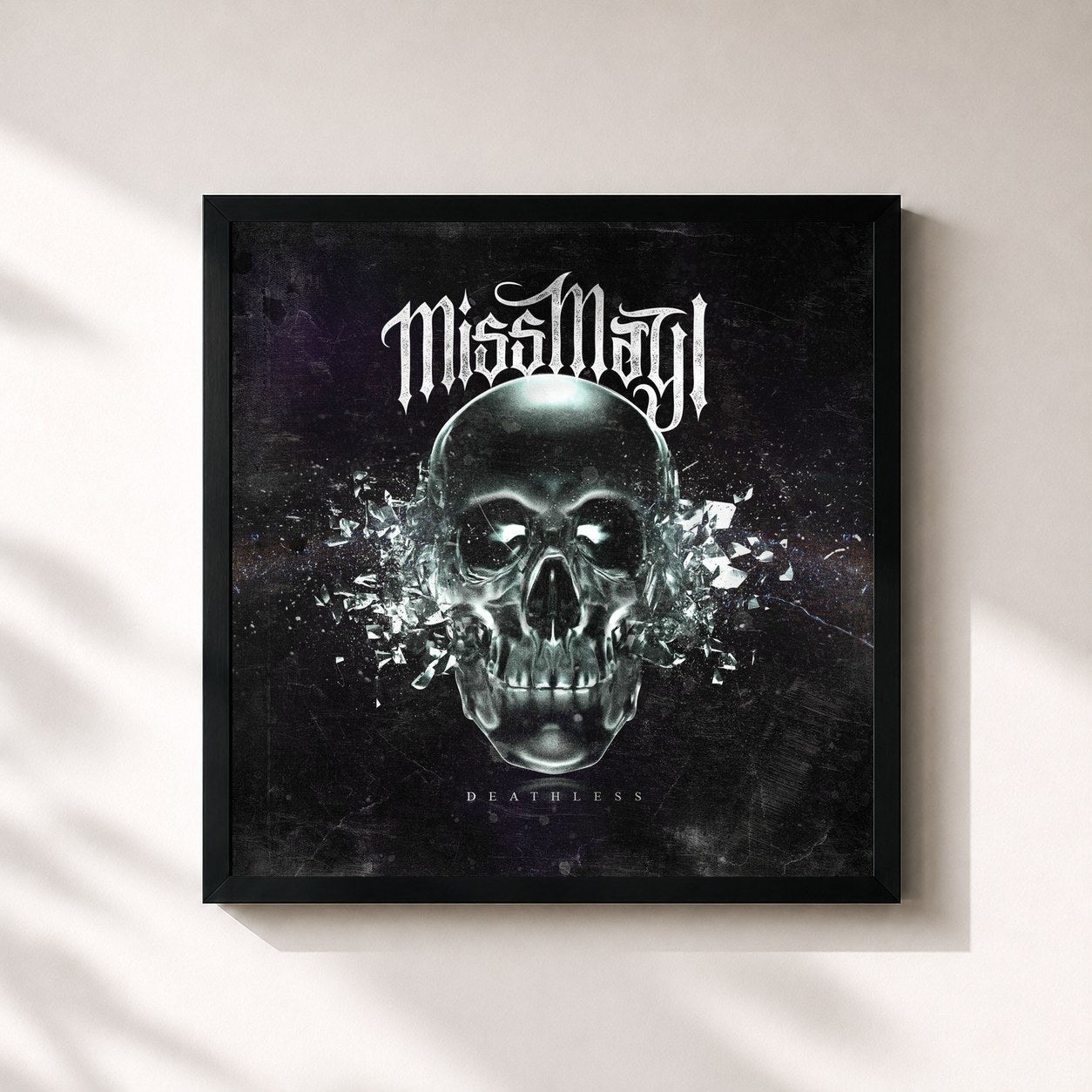 #noir Tableau carré de l'album Deathless de Miss May I, cadre noir 32x32 cm