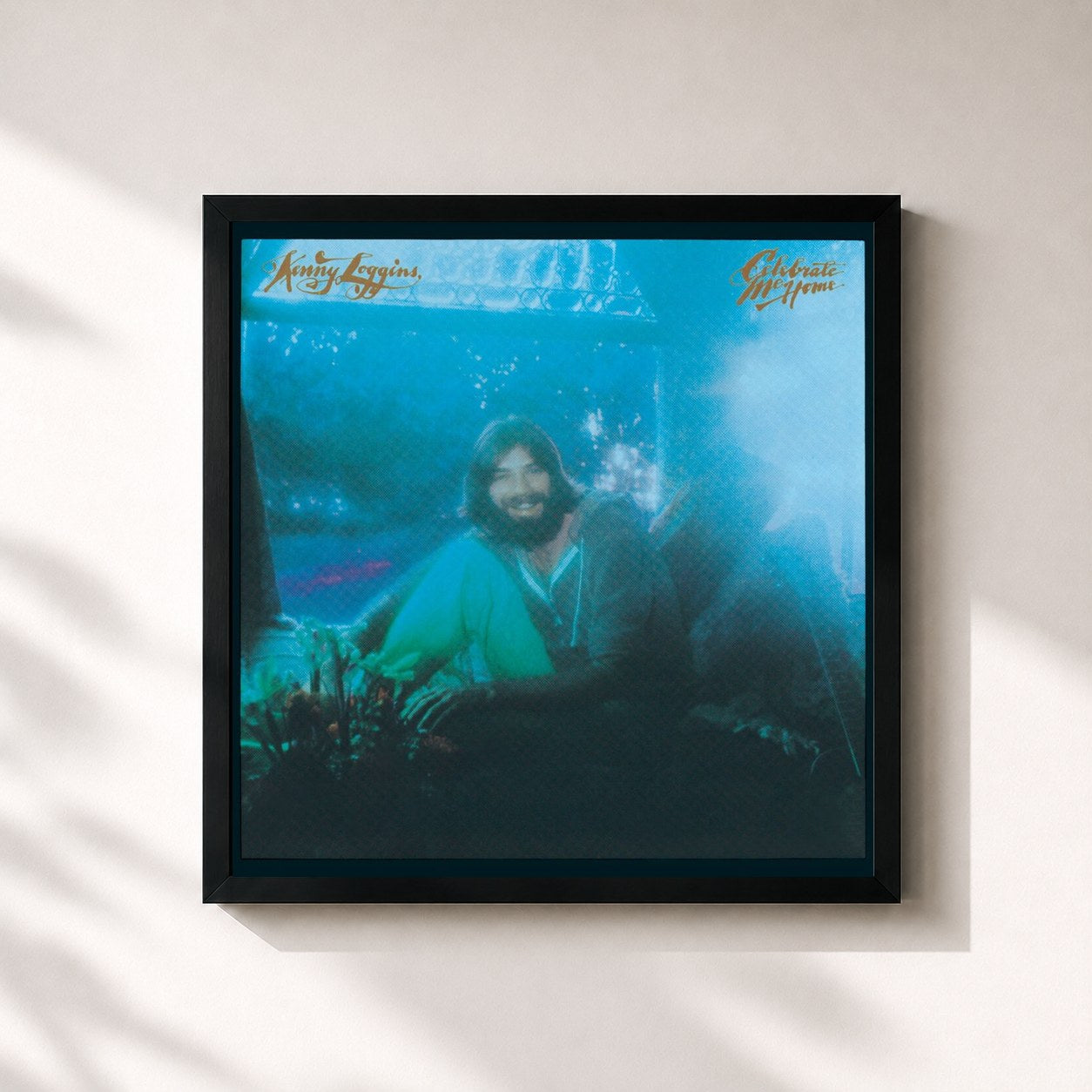 #noir Tableau carré de l'album Celebrate Me Home de Kenny Loggins, cadre noir 32x32 cm