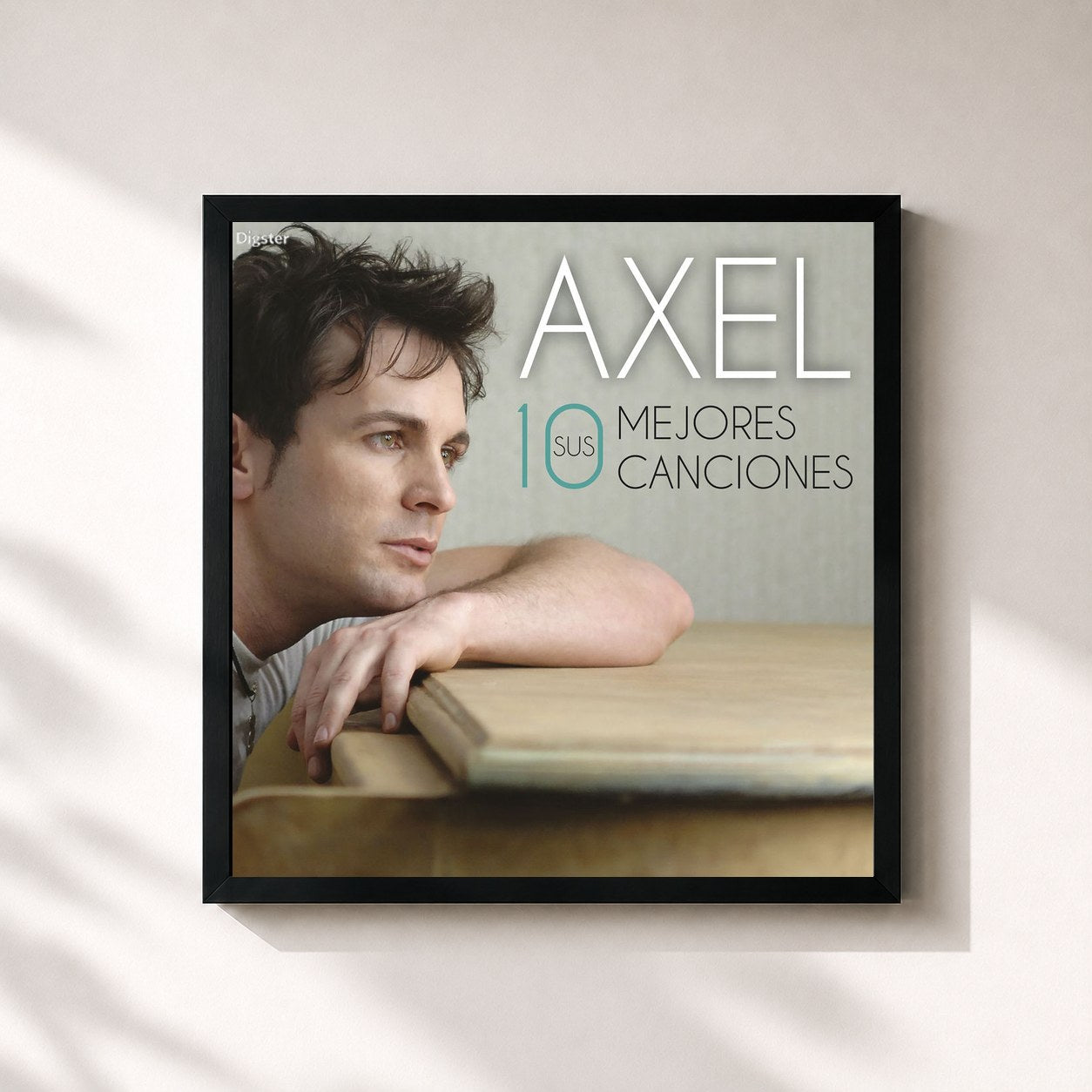 #noir Tableau carré de l'album Sus 10 Mejores Canciones de Axel, cadre noir 32x32 cm
