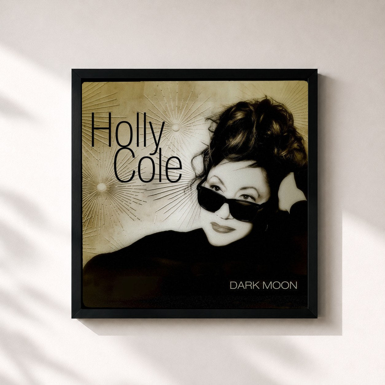 #noir Tableau carré de l'album Dark Moon de Holly Cole, cadre noir 32x32 cm