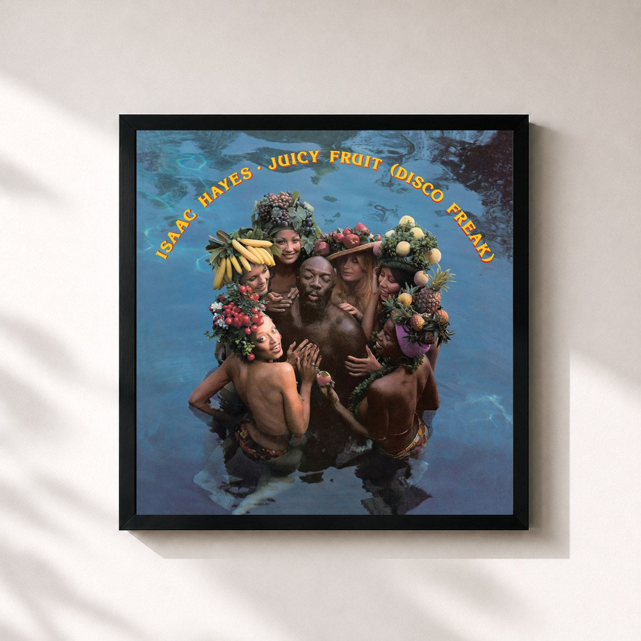 #noir Tableau carré de l'album Juicy Fruit (Disco Freak) de Isaac Hayes, cadre noir 32x32 cm