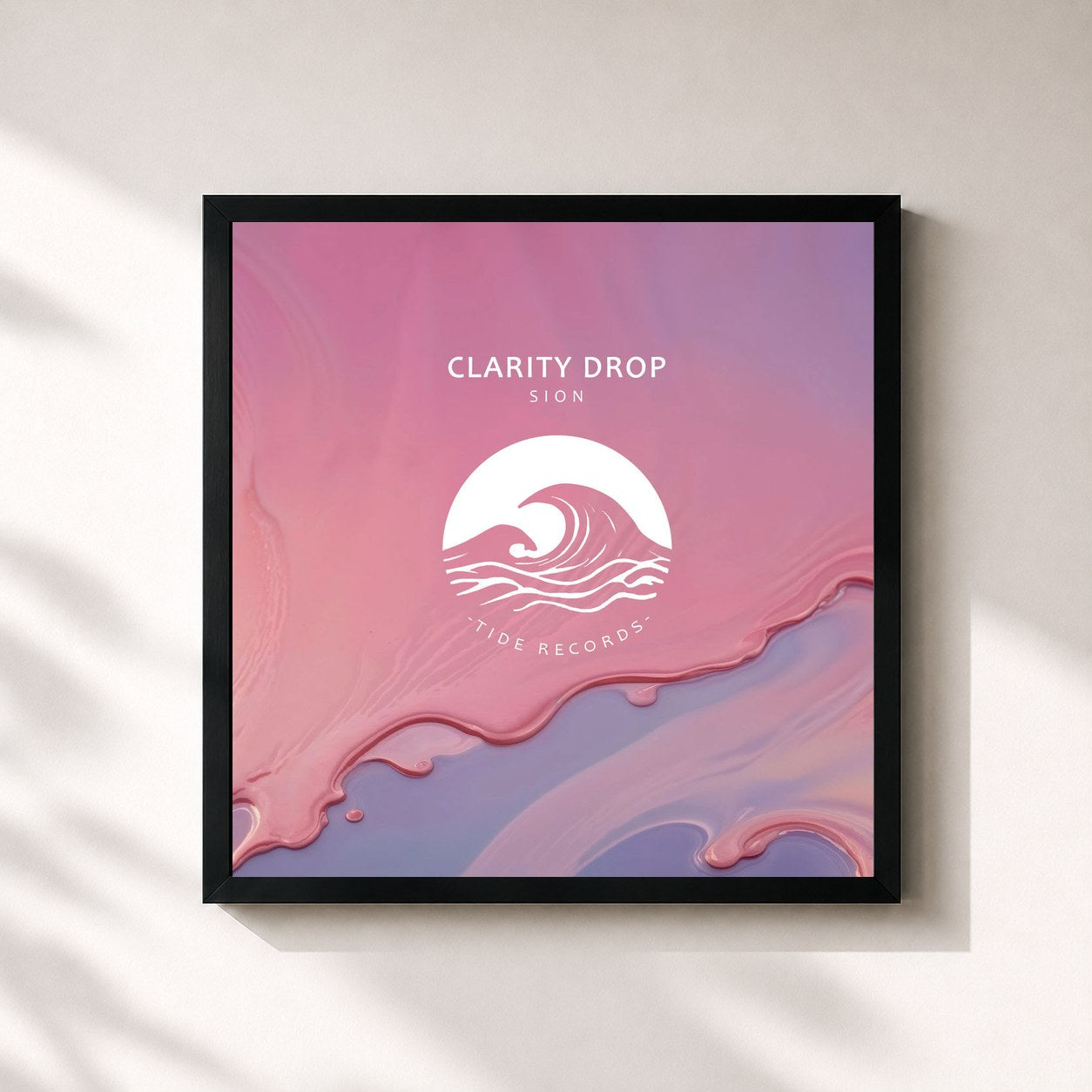 #noir Tableau carré de l'album Clarity Drop de SION, cadre noir 32x32 cm