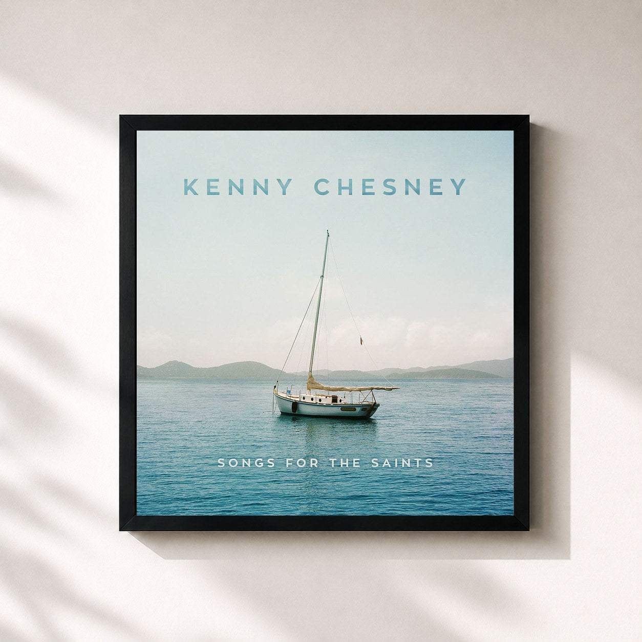 #noir Tableau carré de l'album Songs for the Saints de Kenny Chesney, cadre noir 32x32 cm
