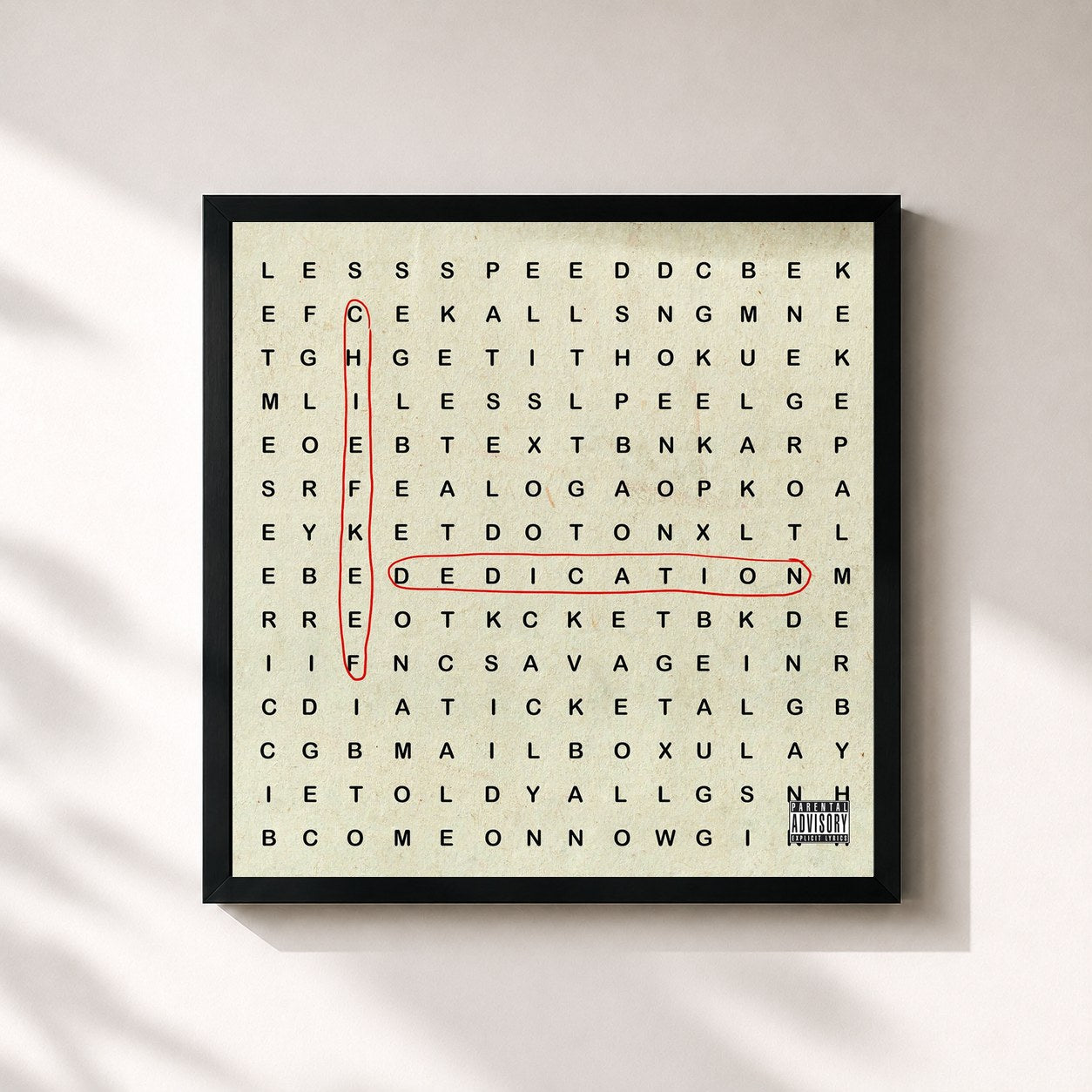 #noir Tableau carré de l'album Dedication de Chief Keef, cadre noir 32x32 cm