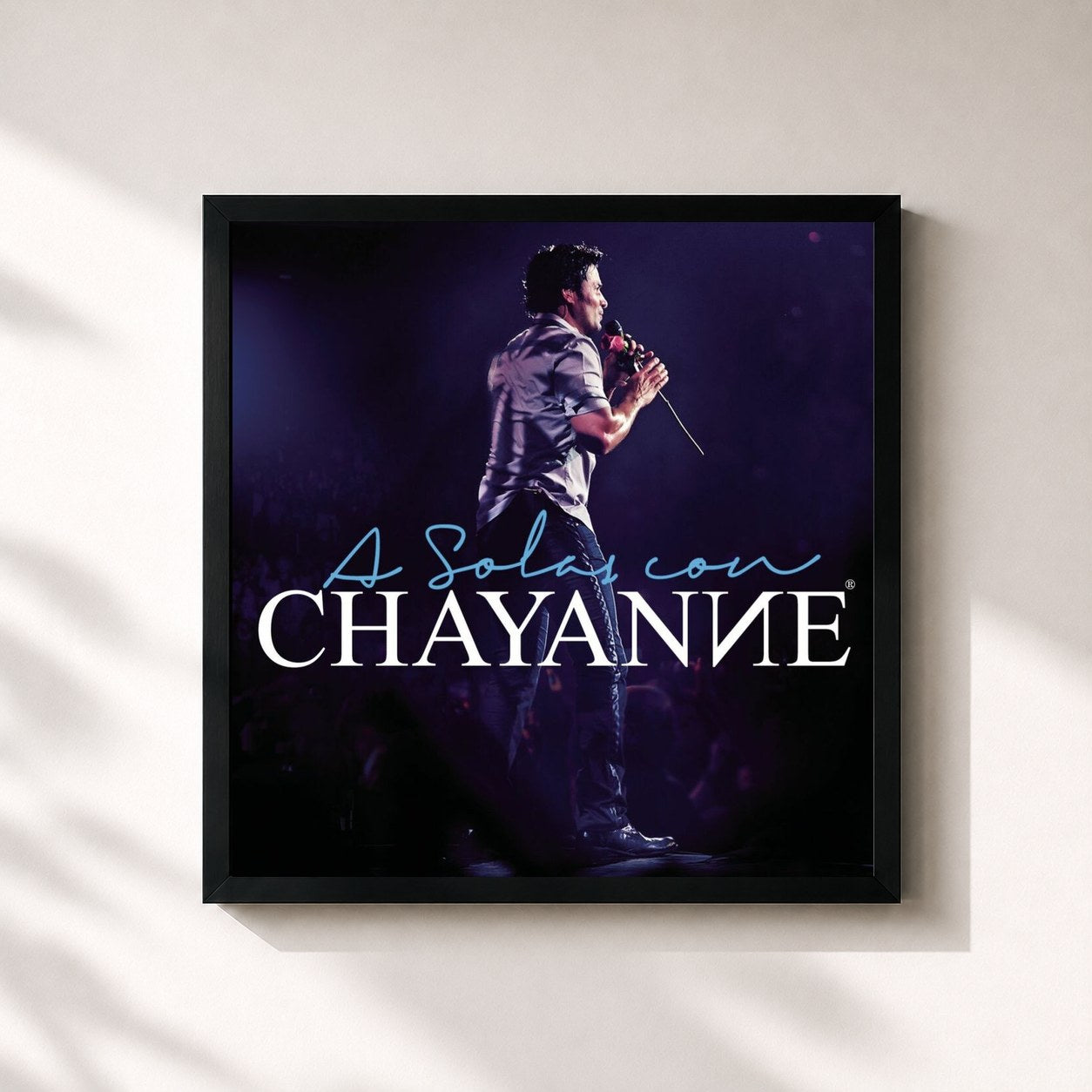 #noir Tableau carré de l'album A Solas Con Chayanne de Chayanne, cadre noir 32x32 cm