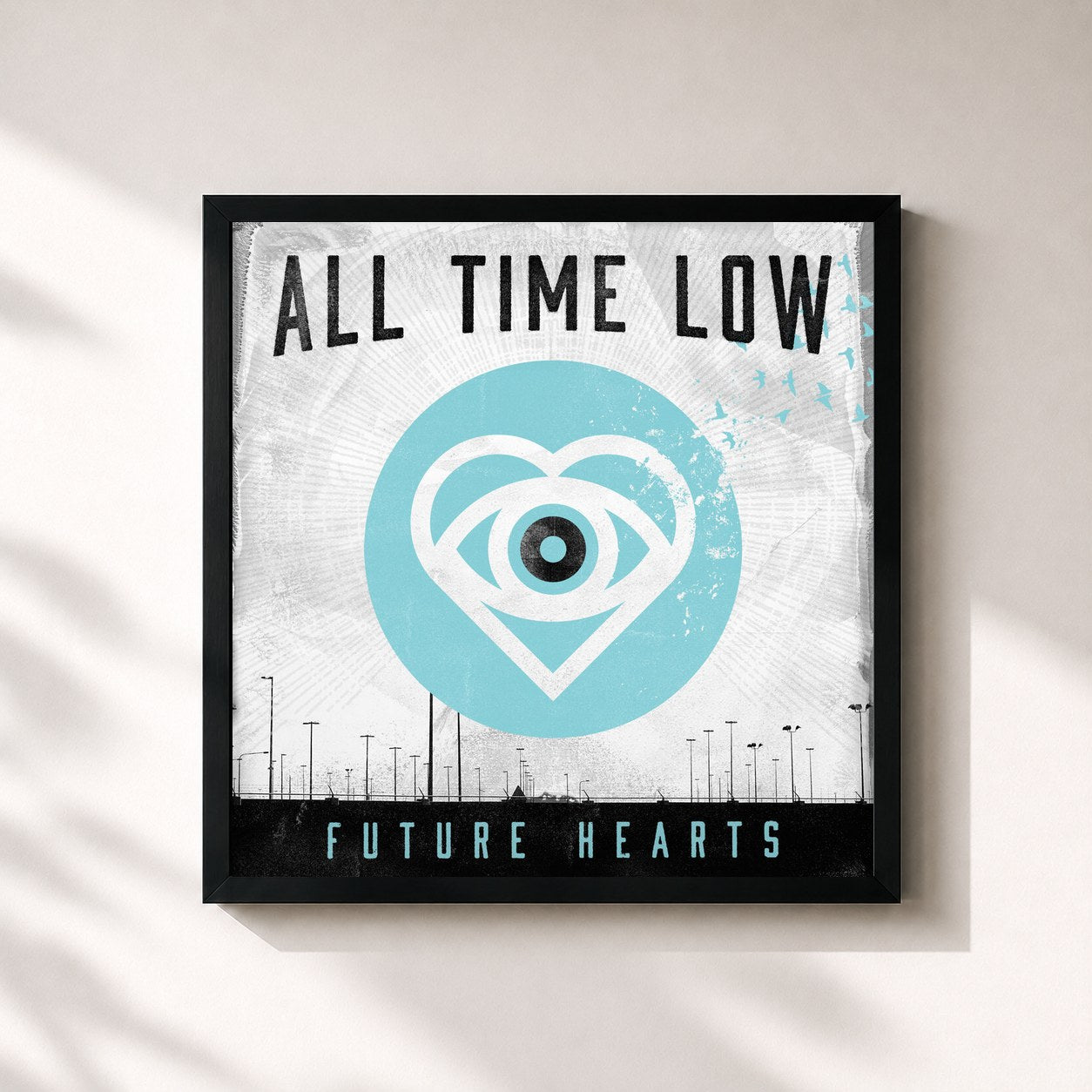 #noir Tableau carré de l'album Future Hearts de All Time Low, cadre noir 32x32 cm