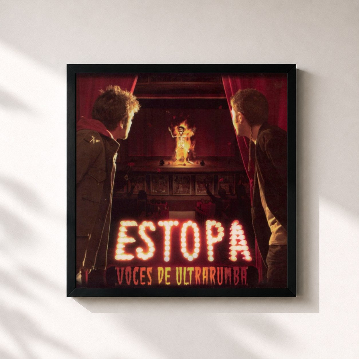 #noir Tableau carré de l'album Voces de Ultrarumba de Estopa, cadre noir 32x32 cm