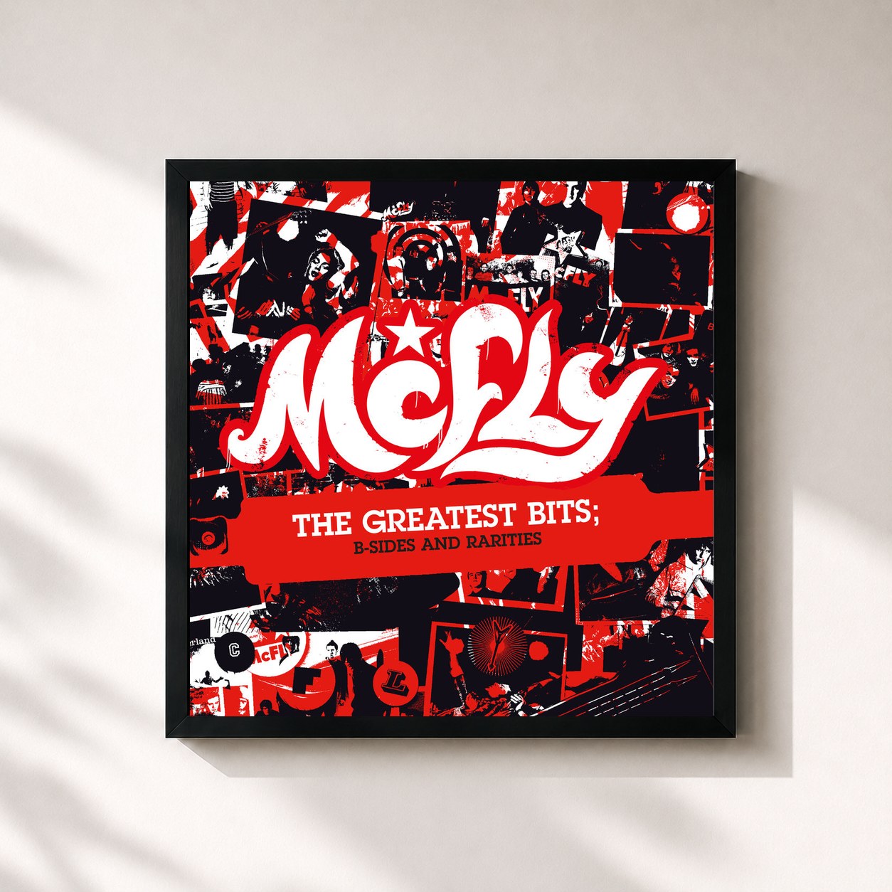 #noir Tableau carré de l'album The Greatest Bits: B-Sides & Rarities de McFly, cadre noir 32x32 cm