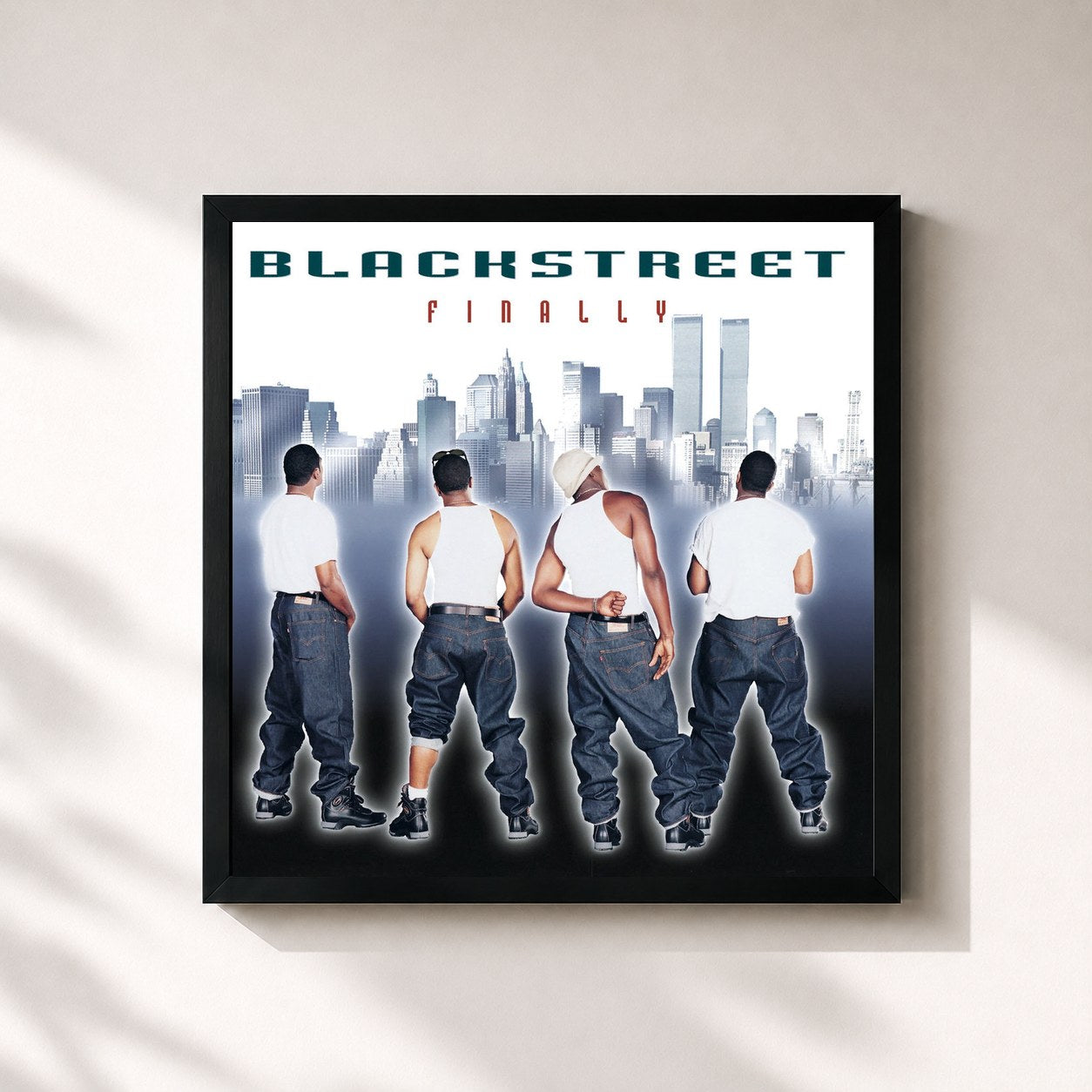 #noir Tableau carré de l'album Finally de Blackstreet, cadre noir 32x32 cm
