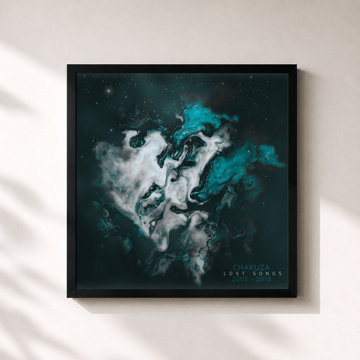 #noir Tableau carré de l'album Lost Songs de Chakuza, cadre noir 32x32 cm