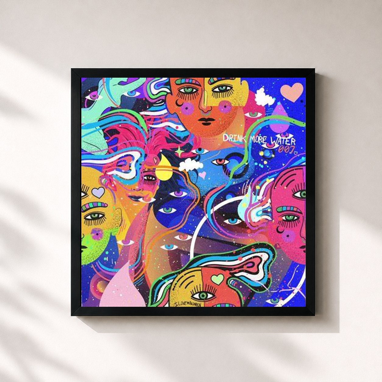 #noir Tableau carré de l'album DMW007 de ILoveMakonnen, cadre noir 32x32 cm