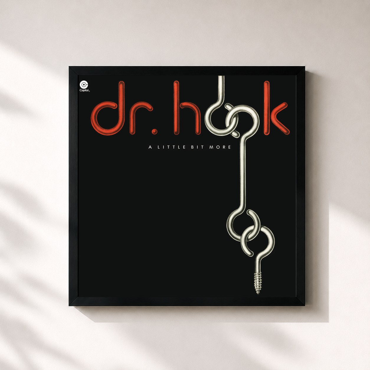 #noir Tableau carré de l'album A Little Bit More de Dr. Hook, cadre noir 32x32 cm