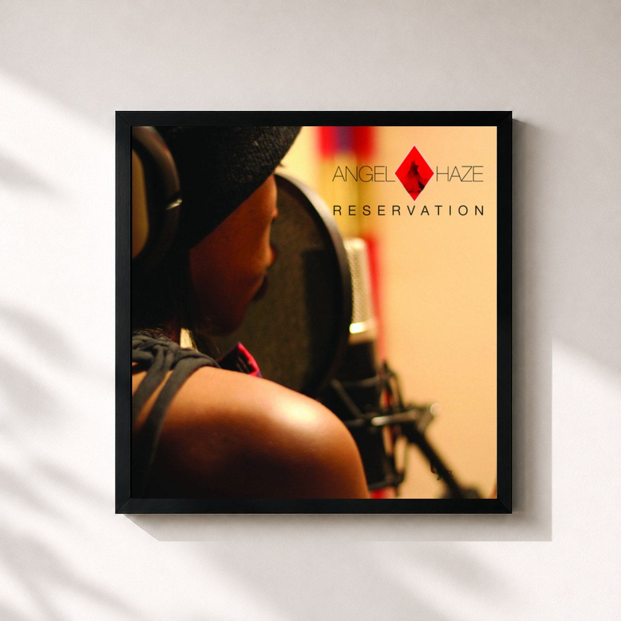 #noir Tableau carré de l'album Reservation de Angel Haze, cadre noir 32x32 cm