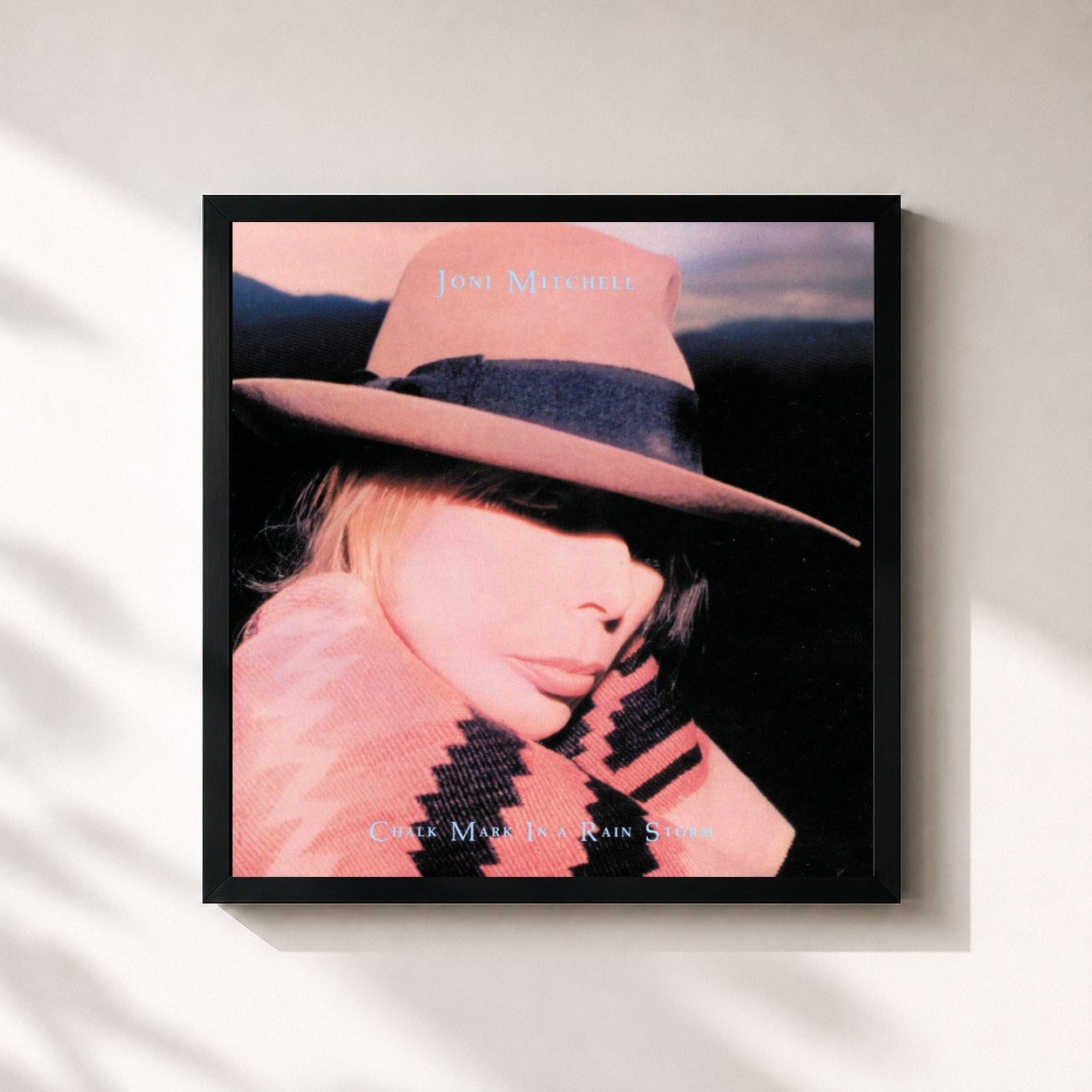 #noir Tableau carré de l'album Chalk Mark In A Rain Storm de Joni Mitchell, cadre noir 32x32 cm