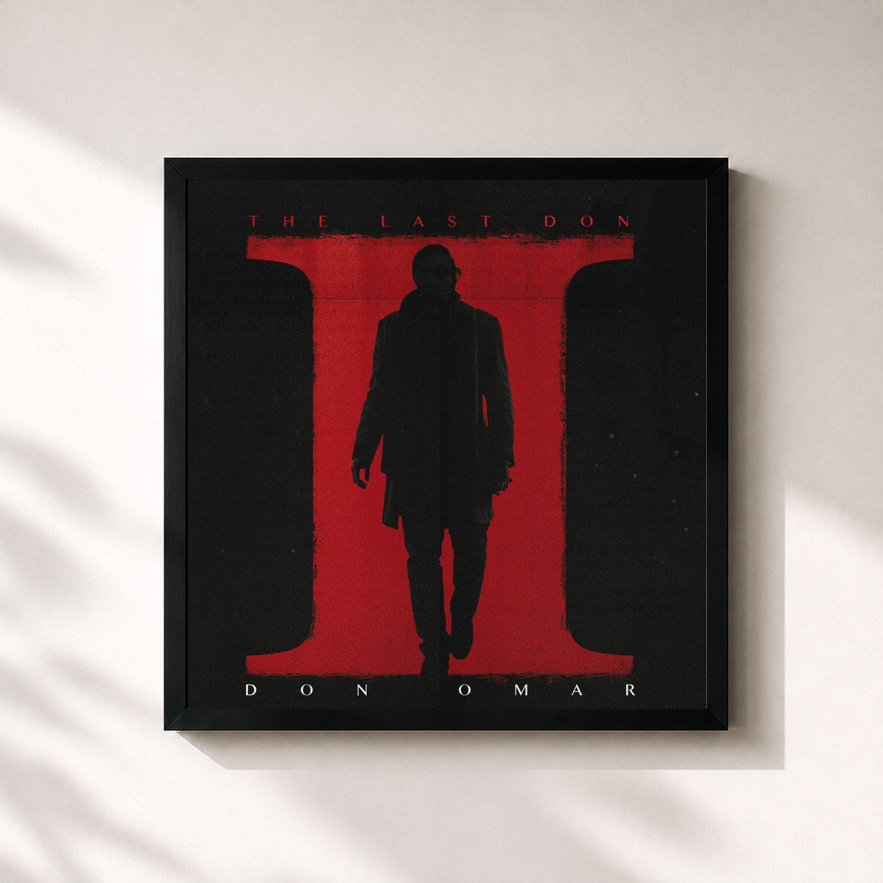 #noir Tableau carré de l'album The Last Don II de Don Omar, cadre noir 32x32 cm