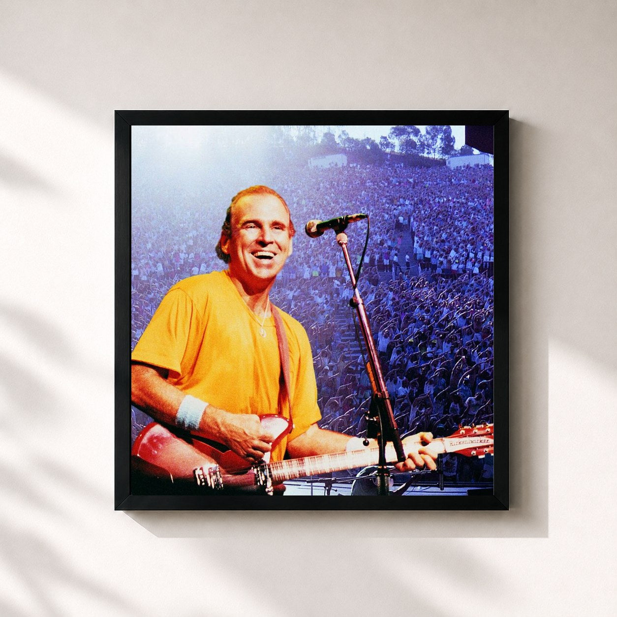 #noir Tableau carré de l'album Feeding Frenzy de Jimmy Buffett, cadre noir 32x32 cm