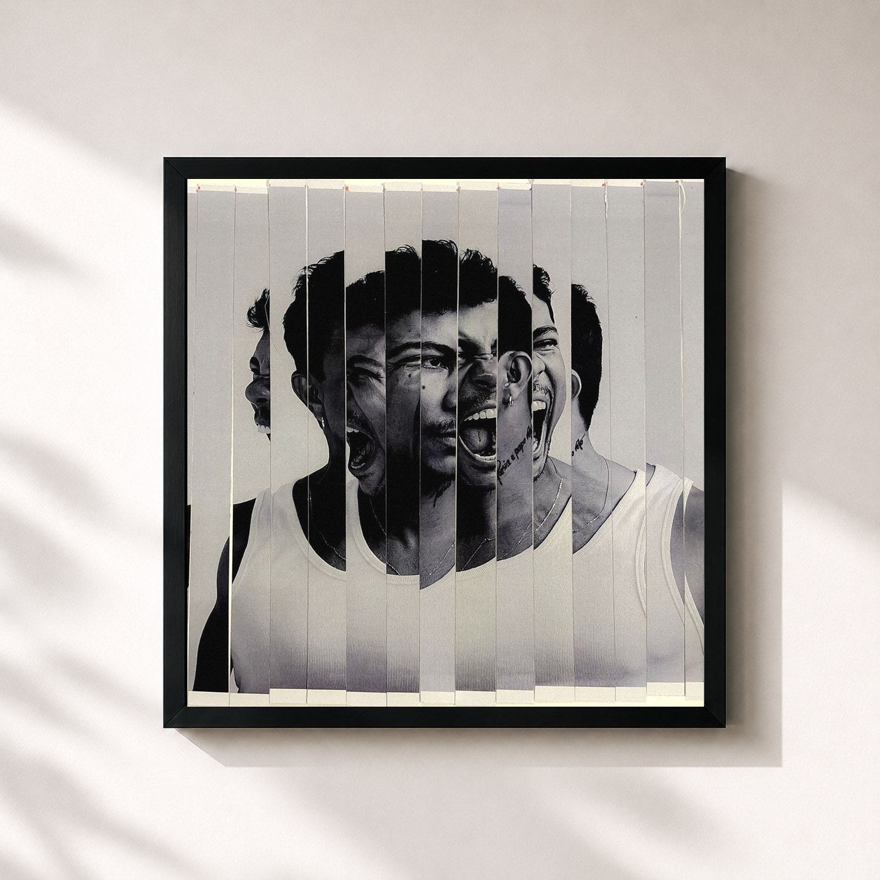 #noir Tableau carré de l'album FRAGMENTADO de Xamã, cadre noir 32x32 cm