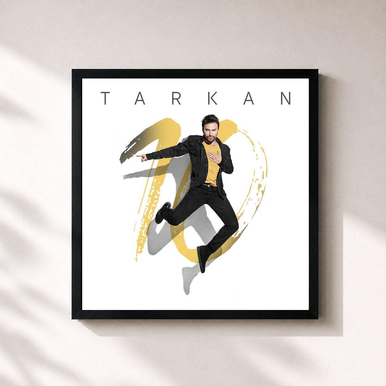 #noir Tableau carré de l'album 10 de Tarkan, cadre noir 32x32 cm
