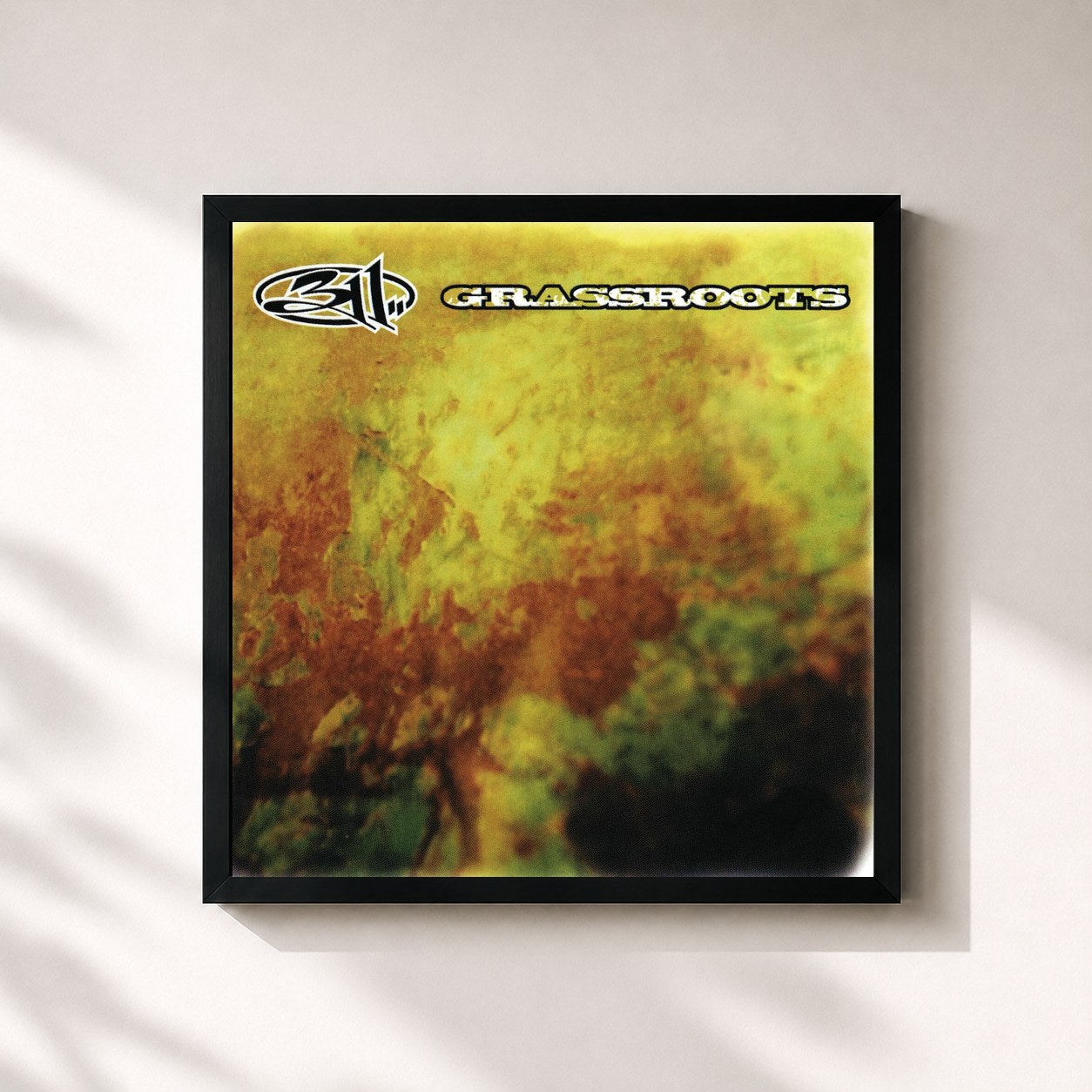 #noir Tableau carré de l'album Grassroots de 311, cadre noir 32x32 cm