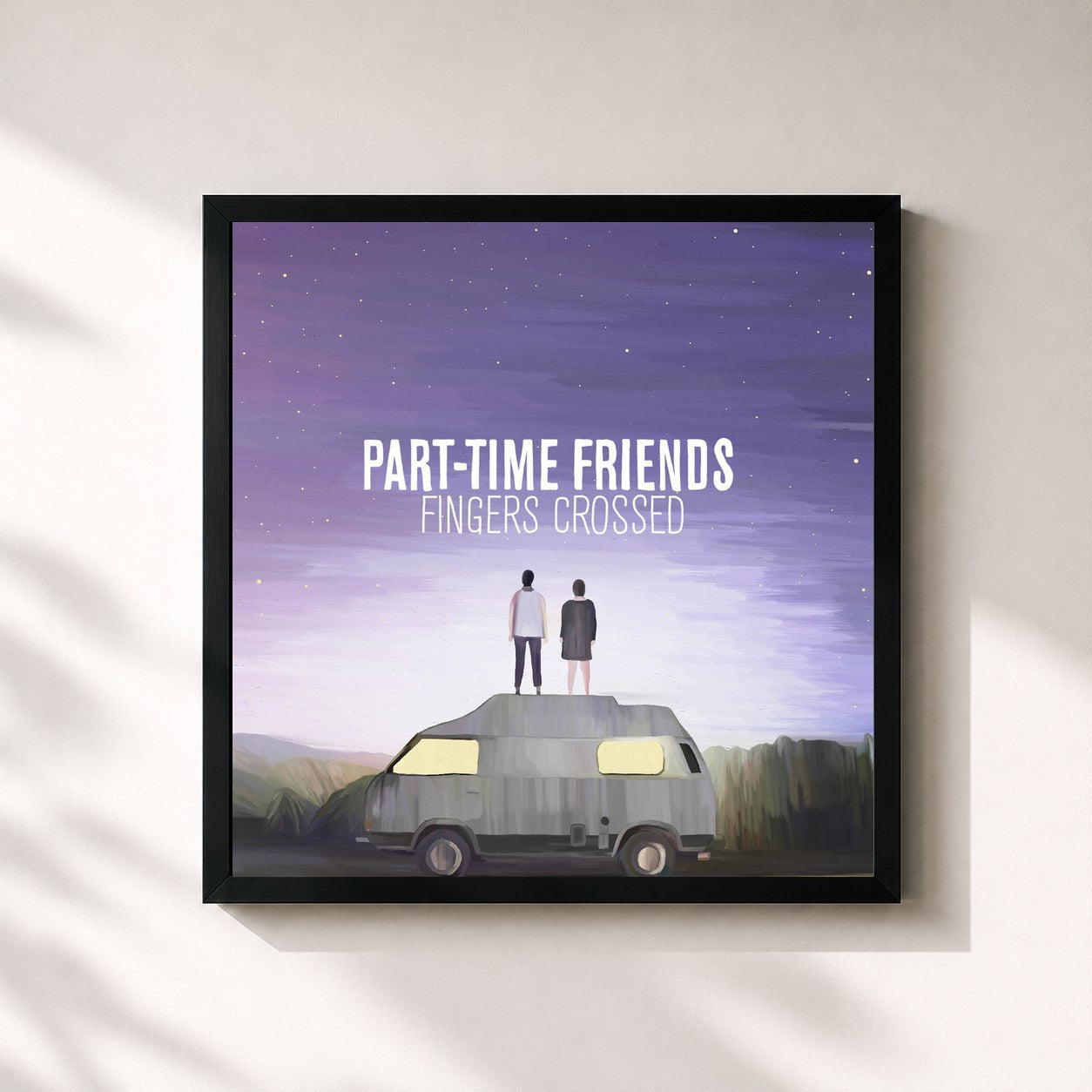 #noir Tableau carré de l'album Fingers Crossed (Deluxe) de Part-Time Friends, cadre noir 32x32 cm