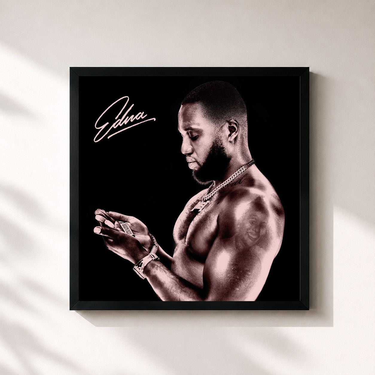 #noir Tableau carré de l'album EDNA (Deluxe) de Headie One, cadre noir 32x32 cm
