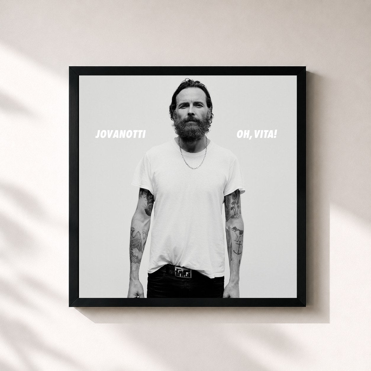 #noir Tableau carré de l'album Oh, Vita! de Jovanotti, cadre noir 32x32 cm
