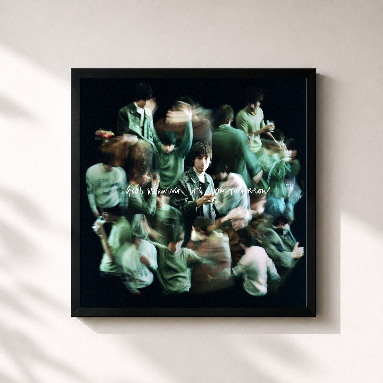#noir Tableau carré de l'album Good Morning It's Now Tomorrow de Matt Maltese, cadre noir 32x32 cm