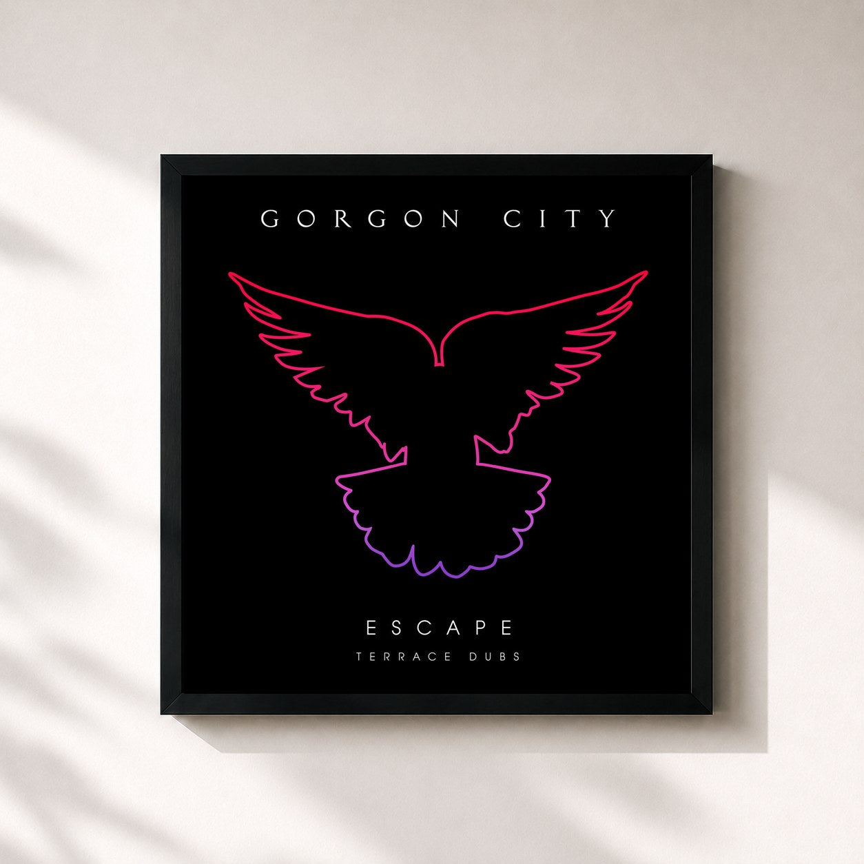 #noir Tableau carré de l'album Escape - EP (Terrace Dubs) de Gorgon City, cadre noir 32x32 cm