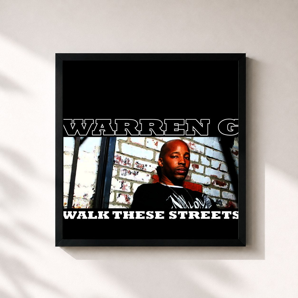 #noir Tableau carré de l'album Walk These Streets de Warren G, cadre noir 32x32 cm