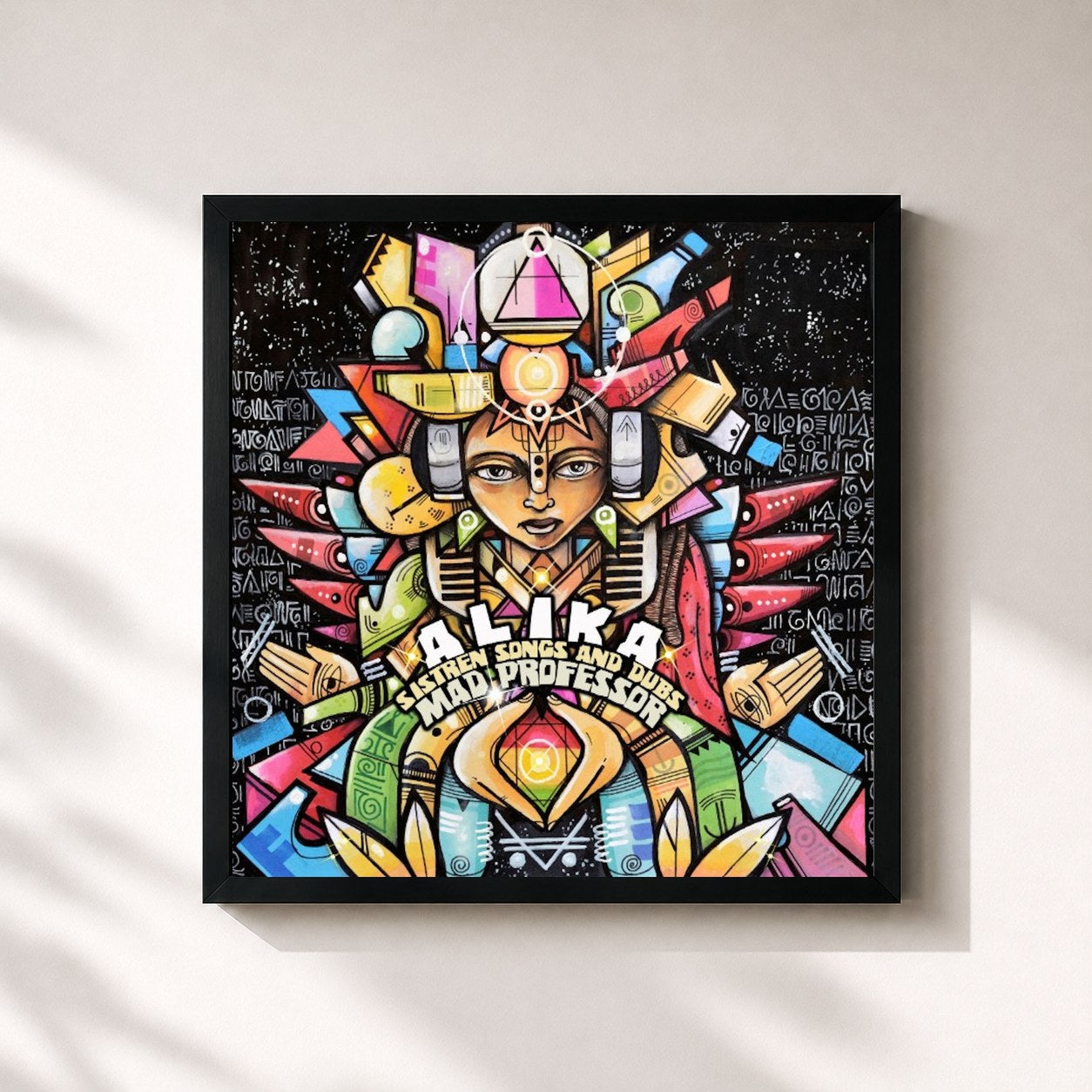 #noir Tableau carré de l'album Sistren Songs & Dubs de Alika, cadre noir 32x32 cm