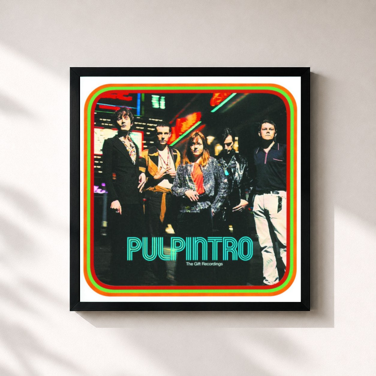 #noir Tableau carré de l'album Intro: The Gift Recordings de Pulp, cadre noir 32x32 cm