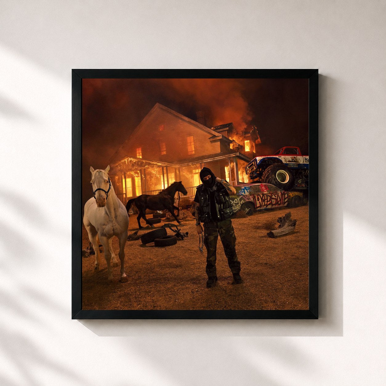 #noir Tableau carré de l'album LYFESTYLE de Yeat, cadre noir 32x32 cm